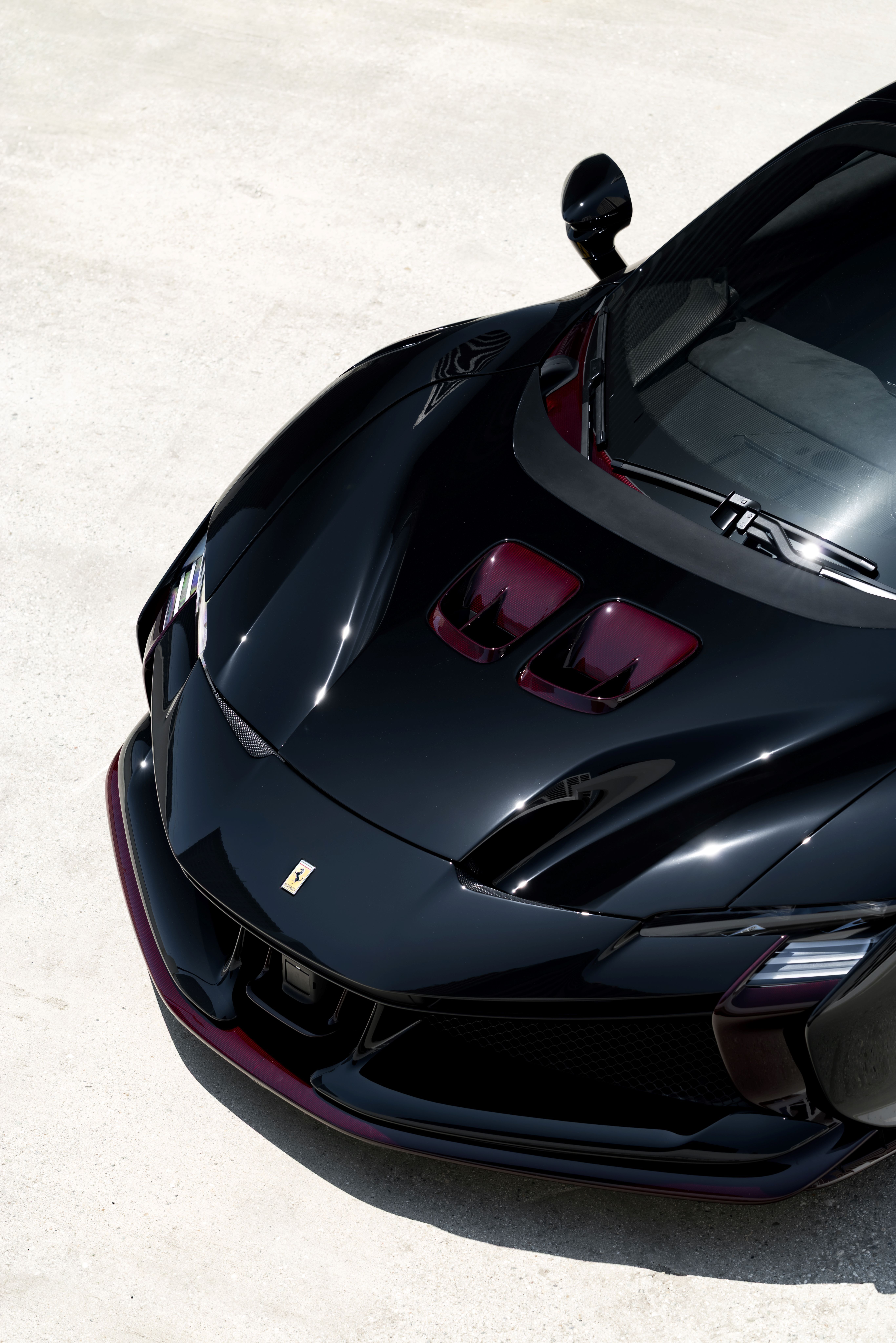 Nero DS Ferrari SF90 XX Spider With Red Carbon Fiber